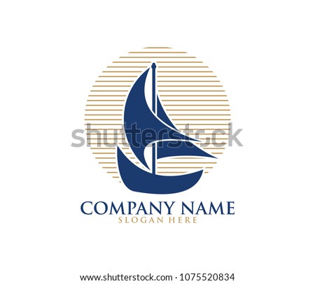 sailing ship boat vector logo icon design template