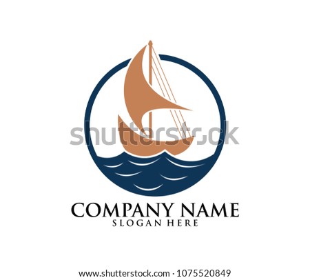 sailing ship boat vector logo icon design template
