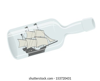 sailing ship in a bottle