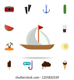 sailing ship colored icon. summer icons universal set for web and mobile