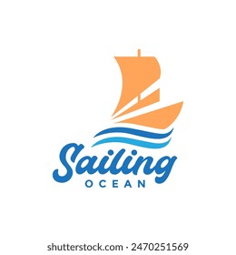 Segelschiff farbiges Logo Design Vektorgrafik