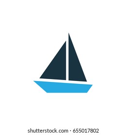 Sailing Ship Colorful Icon Symbol. Premium Quality Isolated Sailboat Element In Trendy Style.