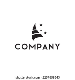 Sailing ship compass illustration logo design template, symbol, icon