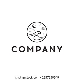 Sailing ship compass illustration logo design template, symbol, icon