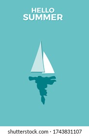 Sailing ship. Design template for Brochure, Flyer or Depliant for business purposes. Vector summer background