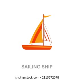 Sailing Ship flat icon. Colored element sign from transport collection. Flat Sailing Ship icon sign for web design, infographics and more.