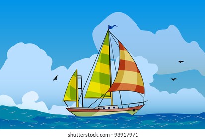 Sailing ship floating in the sea