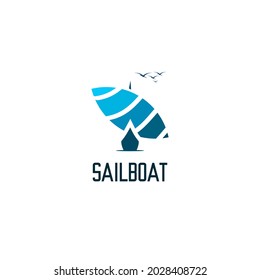 sailing ship and flying bird icon vector