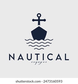 sailing ship front view logo vector illustration design