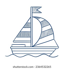 Sailing ship. Hand drawn vector illustration