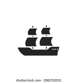 sailing ship icon. antique sea transport for trip. isolated vector image