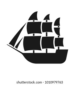 Sailing ship icon. black ship. Vector.