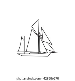 Sailing ship icon. Sailing  boat in line style. 