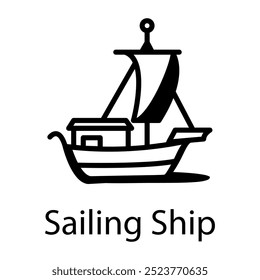 Sailing ship icon in doodle style 