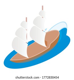 Sailing ship icon. Isometric illustration of sailing ship vector icon for web