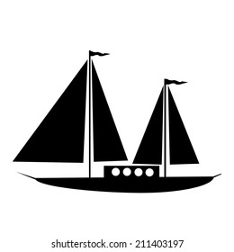 Sailing ship icon on white background. Vector illustration.