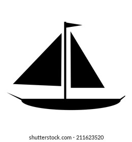 Sailing ship icon on white background. Vector illustration.