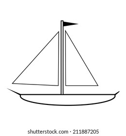 Sailing ship icon on white background. Vector illustration.