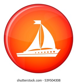 Sailing ship icon in red circle isolated on white background vector illustration
