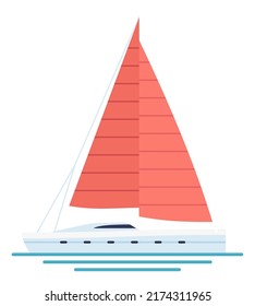 Sailing Ship Icon. Red Sail Boat. Maritime Symbol