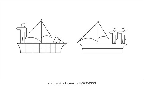 sailing ship icon, reminiscent of the era of sea exploration and trade, eps 10, vector illustration.