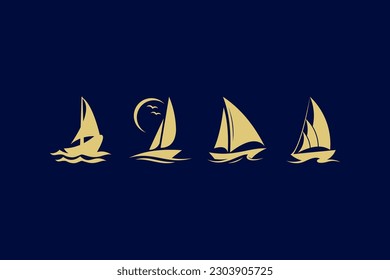 sailing ship icon set logo