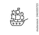 Sailing ship icon. Stylized image of a classic tall ship, reminiscent of the age of exploration and sea trade. Ideal for use in maritime themes, historical travel content. Vector illustration