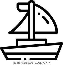 ícone de navio à vela. Design De Estilo Linear Fino Isolado Em Plano De Fundo Branco