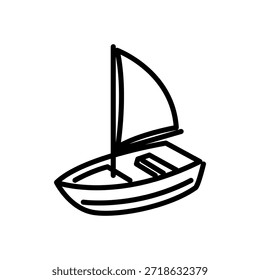 ícone de navio à vela vetor, ícone de estilo de linha