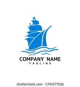 Sailing ship illustration on light background