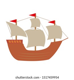 Sailing ship illustration for poster Day Columbus