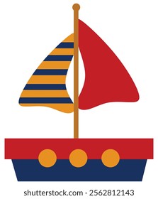 Sailing ship illustration.
Ship vector.
Boat simple design.