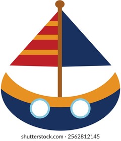 Sailing ship illustration.
Ship vector.
Boat simple design.