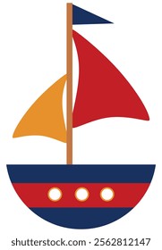 Sailing ship illustration.
Ship vector.
Boat simple design.