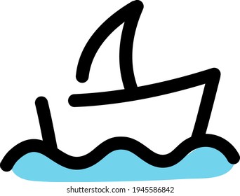 Sailing ship, illustration, vector on a white background