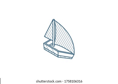 Sailing ship isometric icon. 3d vector illustration. Isolated line art technical drawing. Editable stroke