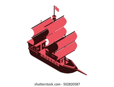 sailing ship isometric vector design