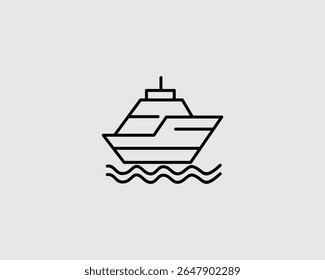 sailing ship line art style design vector illustration