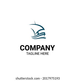 sailing ship line art vector, inspirational icons and logos