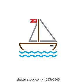 sailing ship line icon
