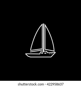 Sailing Ship Line Icon On Black Background