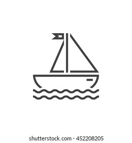 sailing ship line icon, outline sailboat vector logo, linear pictogram of yacht isolated on white, pixel perfect illustration
