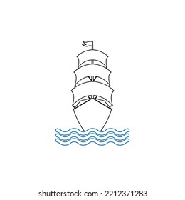 sailing ship line icon vector illustration symbol design