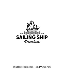 sailing ship logo art illustration