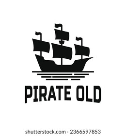 Sailing ship logo design idea, pirate old logo design