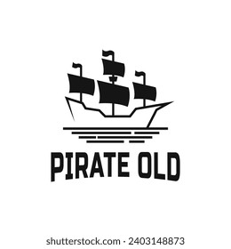 Sailing ship logo design ideas, simple logo design old pirate ship outline