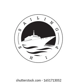 Sailing ship logo design illustration,with a silhouette display.