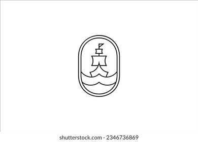 Diseño del logotipo del barco de vela en estilo de arte en línea