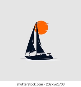sailing ship logo design template