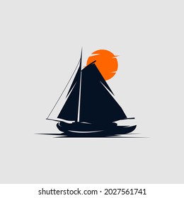 sailing ship logo design template